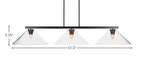 Atlas Three Light Island Pendant in Dark Granite with 16" Clear Bubble Shade