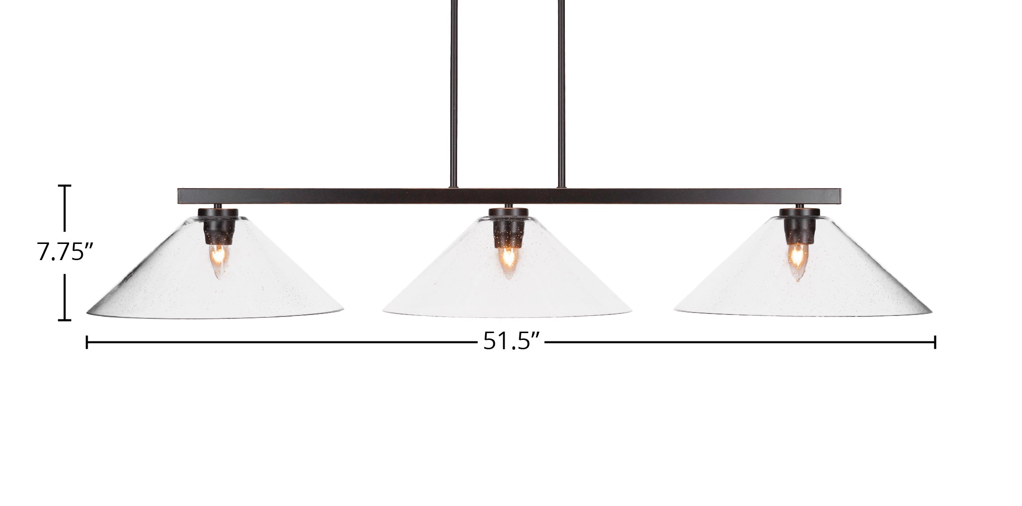 Atlas Three Light Island Pendant in Dark Granite with 16" Clear Bubble Shade