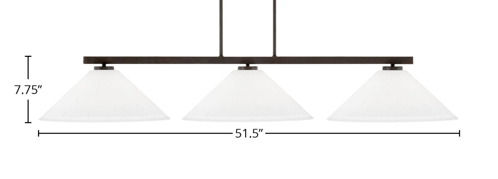 Atlas Three Light Bar in Dark Granite with 16" White Muslin Shade