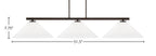 Atlas Three Light Bar in Dark Granite with 16" White Muslin Shade