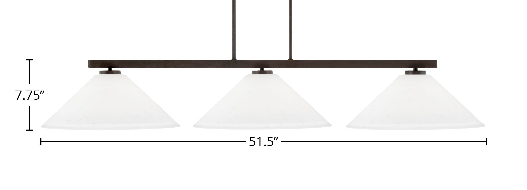 Atlas Three Light Bar in Dark Granite with 16" White Muslin Shade
