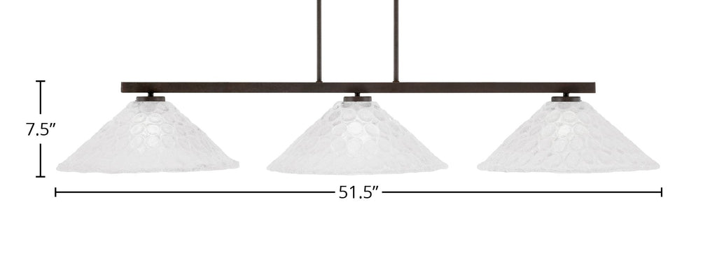 Atlas Three Light Bar in Dark Granite with 16" Italian Bubble Shade