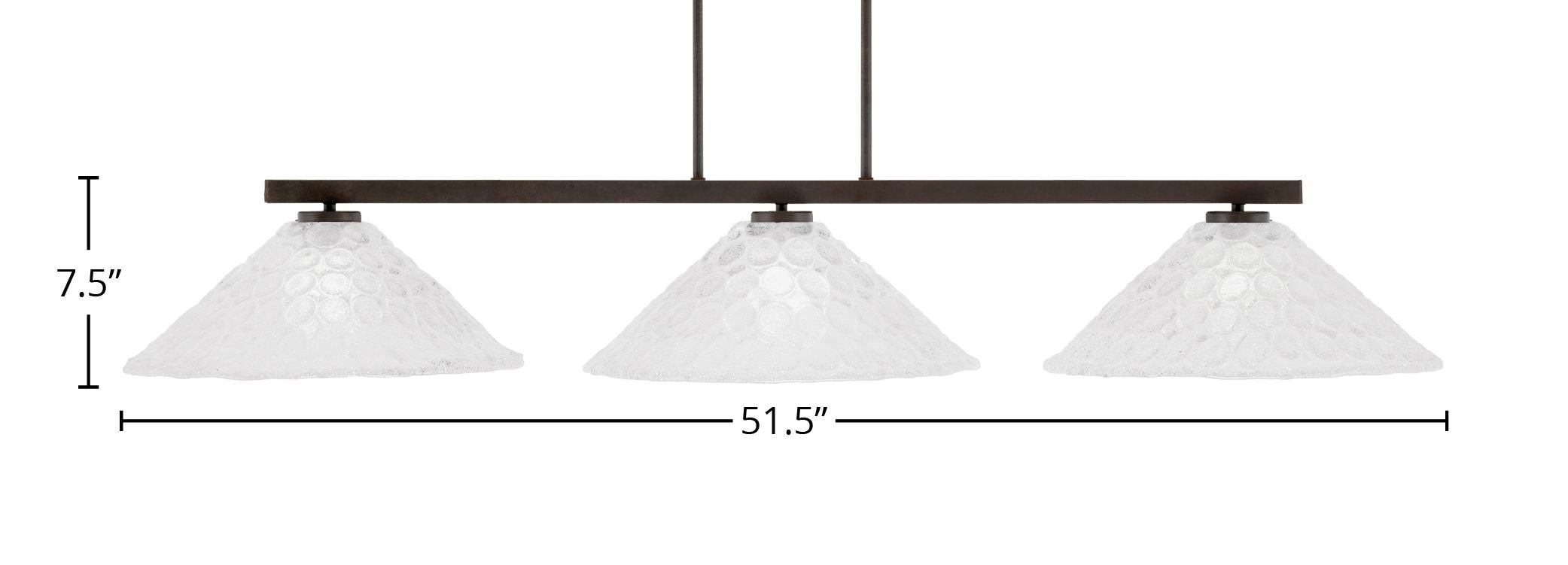 Atlas Three Light Bar in Dark Granite with 16" Italian Bubble Shade