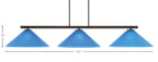 Atlas Three Light Island Pendant in Dark Granite with 16" Blue Italian Shade
