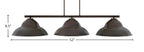 Atlas Three Light Bar in Dark Granite with 16" Dark Granite Double Bubble Metal Shades Shade