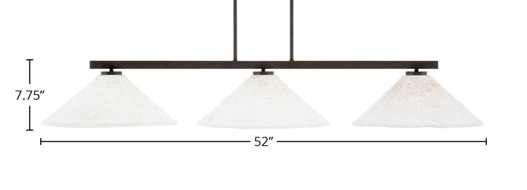 Atlas Three Light Bar in Dark Granite with 16" Gold Ice Shade