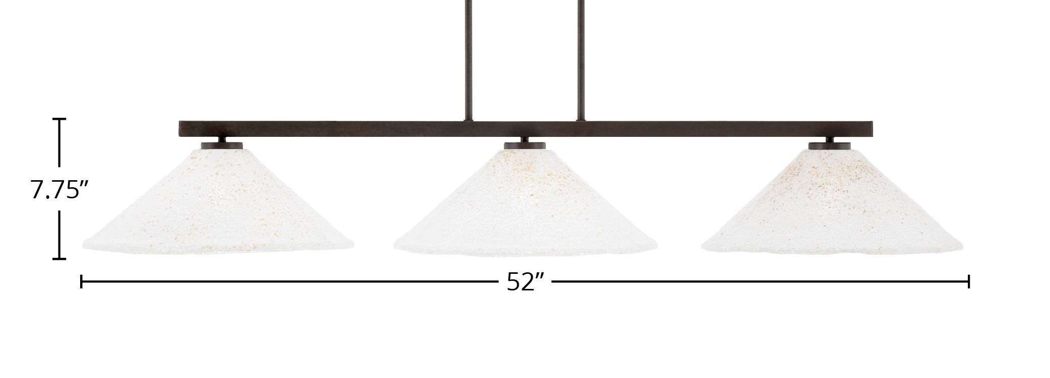 Atlas Three Light Bar in Dark Granite with 16" Gold Ice Shade