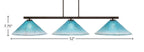 Atlas Three Light Bar in Dark Granite with 16" Teal Crystal Shade