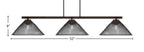 Atlas Three Light Bar in Dark Granite with 14" Dark Granite Cone Mesh Metal Shades Shade