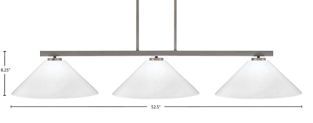 Atlas Three Light Bar in Graphite with 16" White Marble Shade