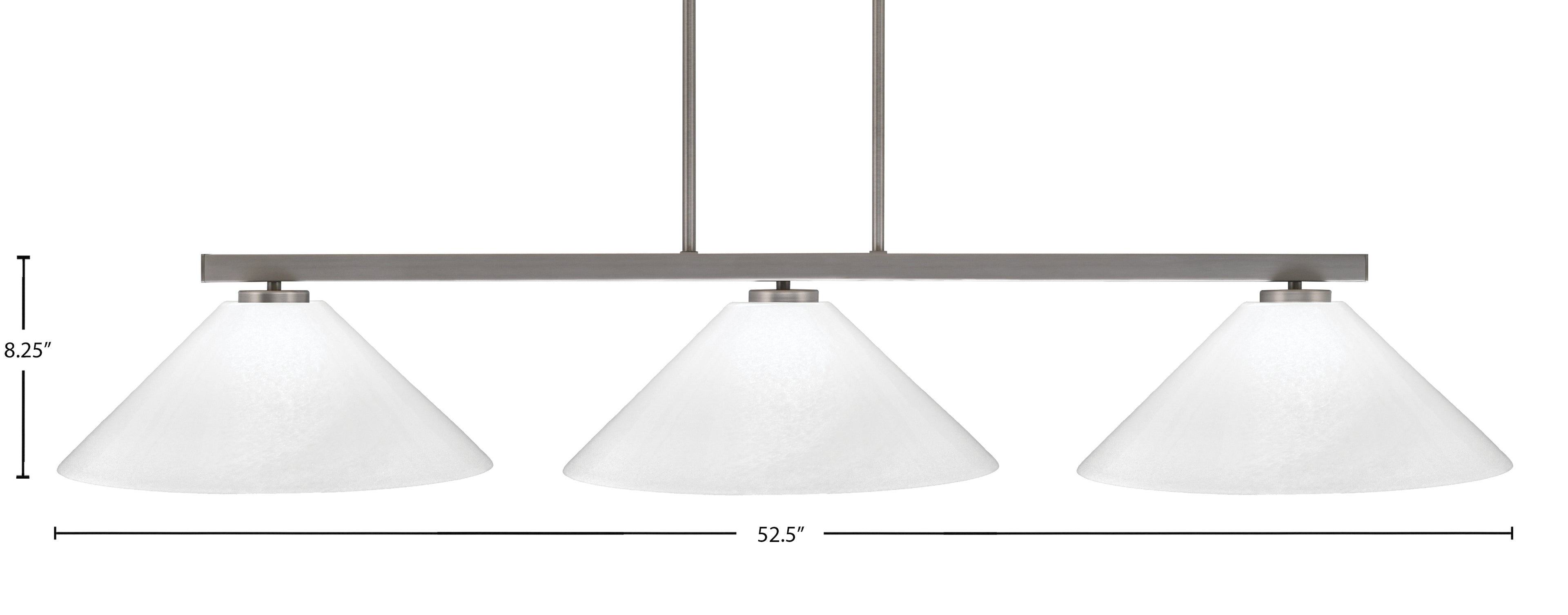 Atlas Three Light Bar in Graphite with 16" White Marble Shade