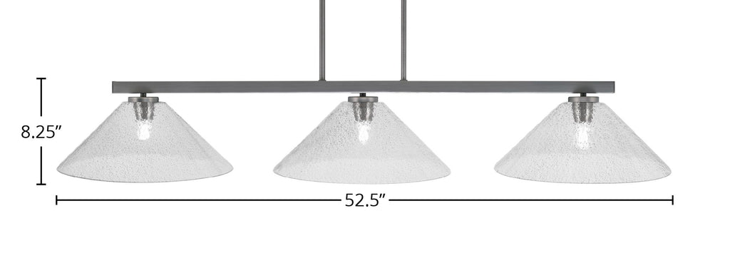 Atlas Three Light Bar in Graphite with 16" Smoke Bubble Shade