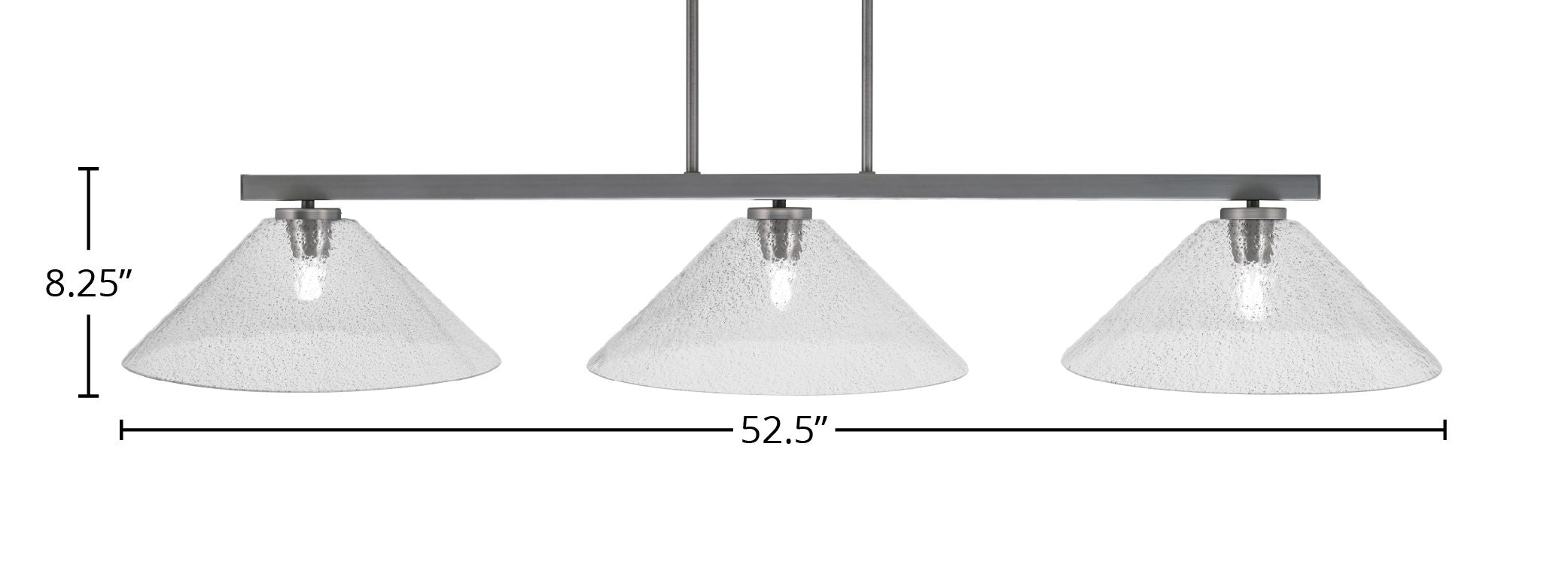 Atlas Three Light Bar in Graphite with 16" Smoke Bubble Shade