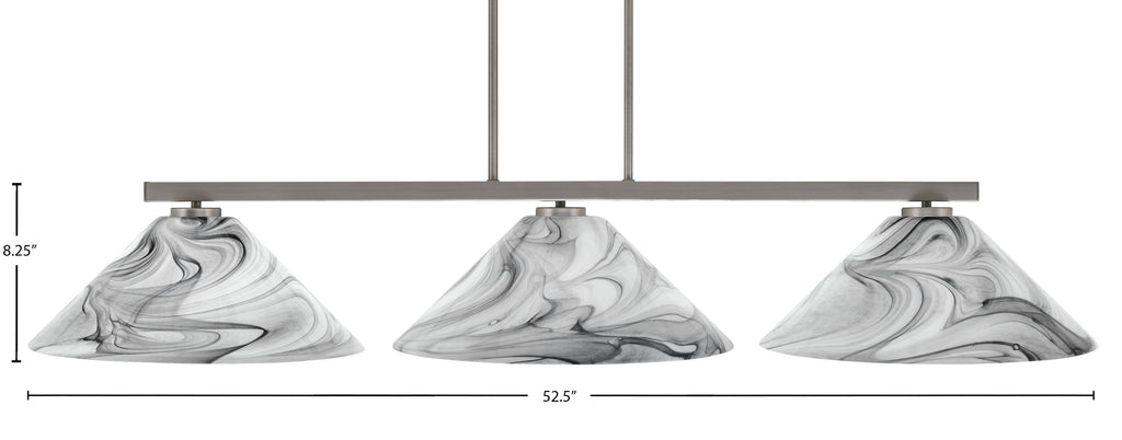 Atlas Three Light Bar in Graphite with 16" Onyx Swirl Shade