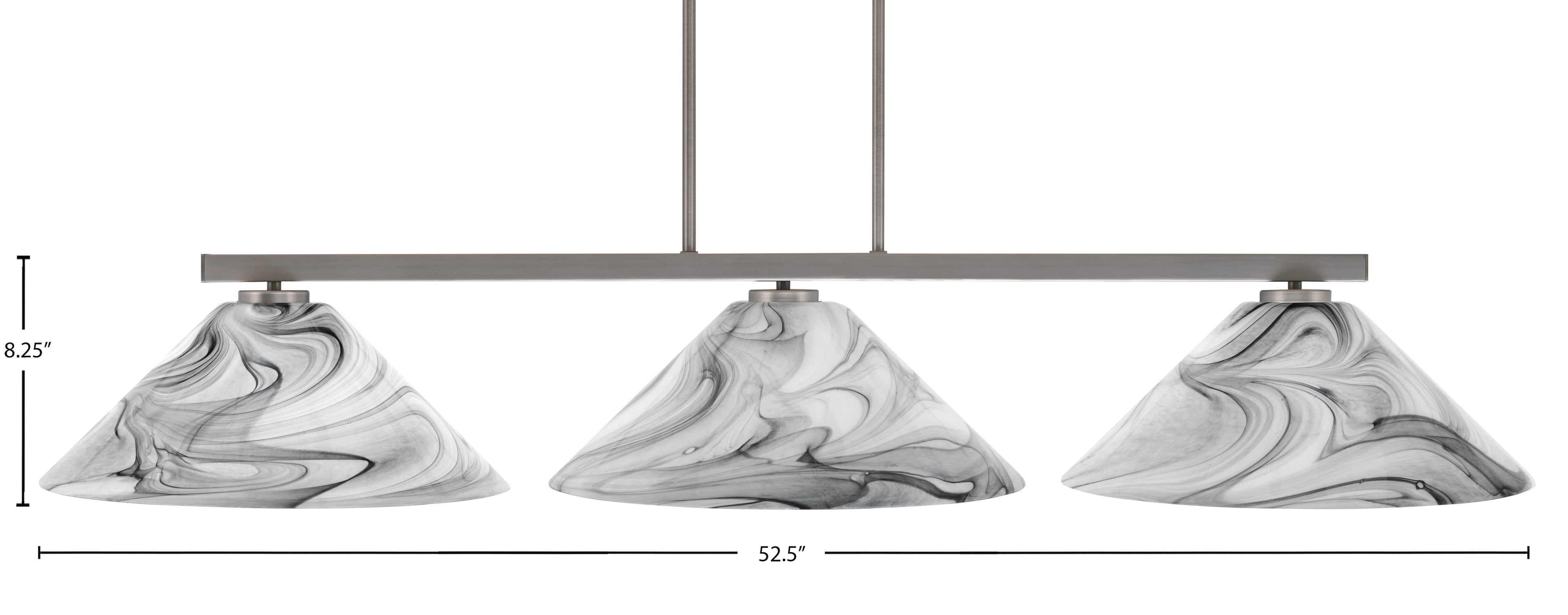 Atlas Three Light Bar in Graphite with 16" Onyx Swirl Shade
