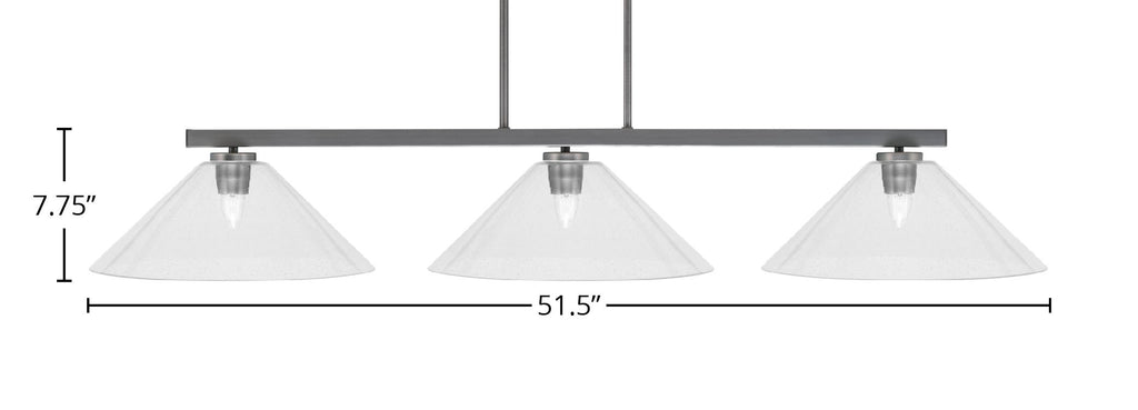 Atlas Three Light Bar in Graphite with 16" Clear Bubble Shade