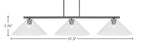 Atlas Three Light Bar in Graphite with 16" Clear Bubble Shade