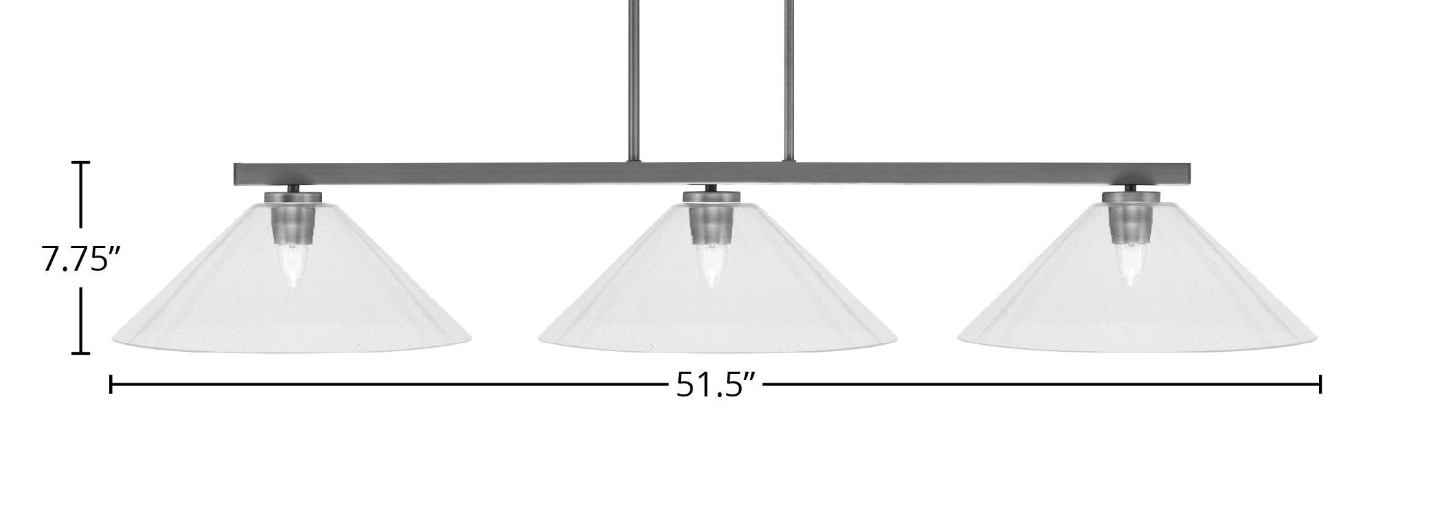 Atlas Three Light Bar in Graphite with 16" Clear Bubble Shade