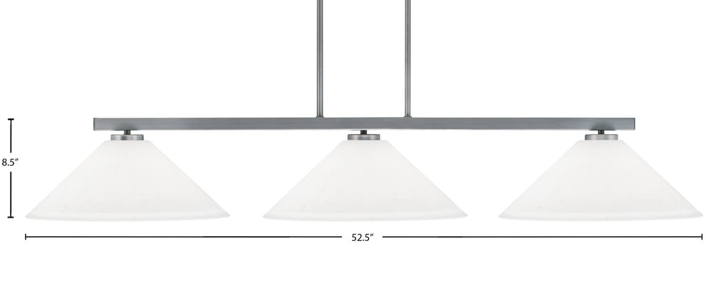 Atlas Three Light Island Pendant in Graphite with 16" White Muslin Shade
