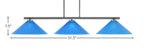 Atlas Three Light Bar in Graphite with 16" Blue Italian Shade