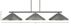 Atlas Three Light Bar in Graphite with 14" Graphite Cone Metal Shades Shade