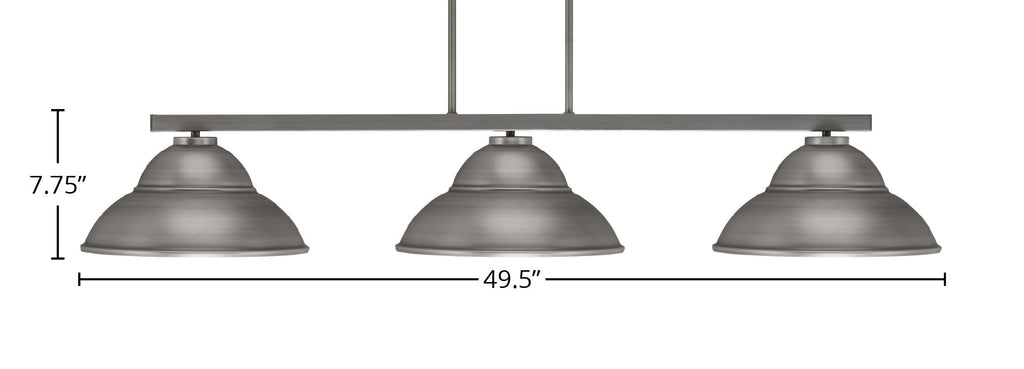 Atlas Three Light Bar in Graphite with 13" Graphite Double Bubble Metal Shades Shade