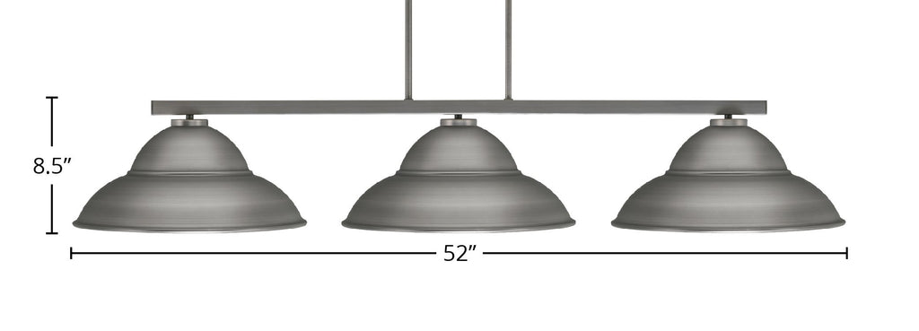 Atlas Three Light Bar in Graphite with 16" Graphite Double Bubble Metal Shades Shade