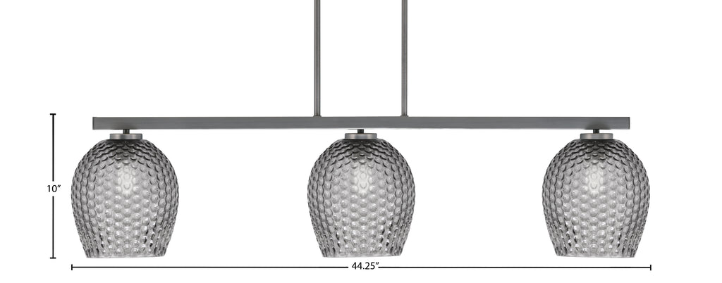 Atlas Three Light Bar in Graphite with 7.5" Smoke Textured Shade
