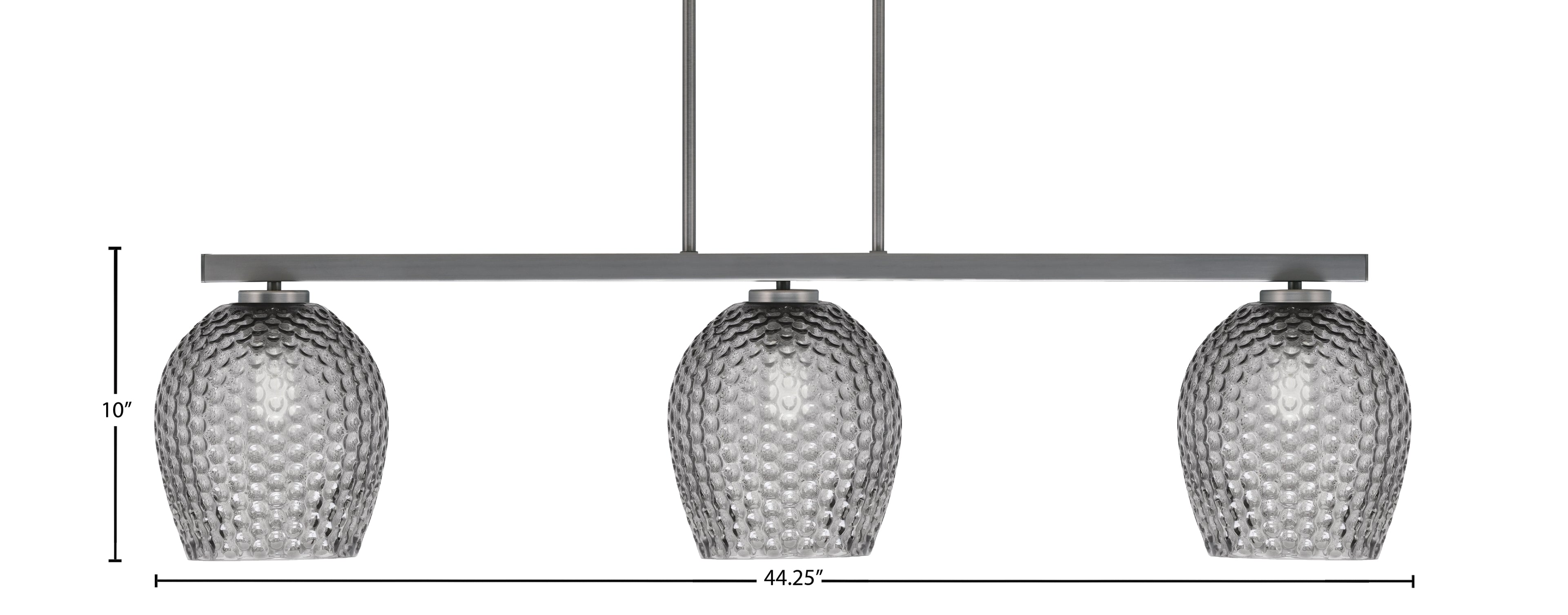 Atlas Three Light Bar in Graphite with 7.5" Smoke Textured Shade