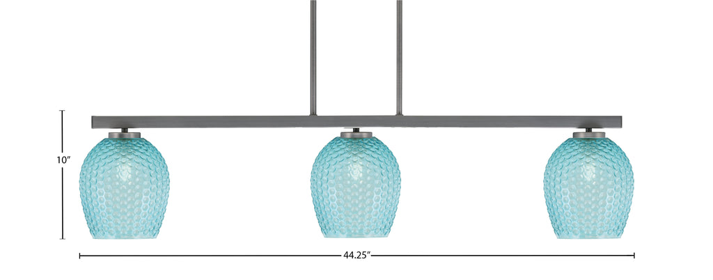 Atlas Three Light Bar in Graphite with 7.5" Turquoise Textured Shade