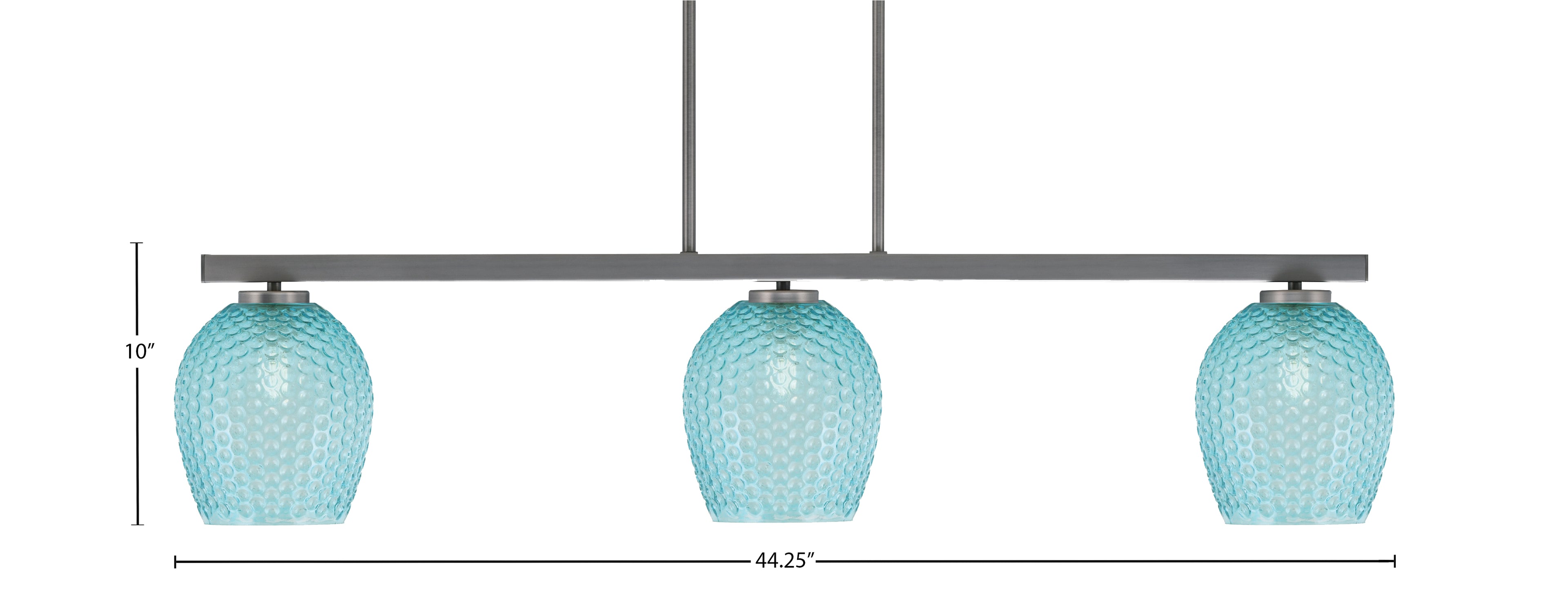 Atlas Three Light Bar in Graphite with 7.5" Turquoise Textured Shade