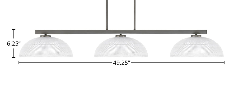 Atlas Three Light Bar in Graphite with 13" Clear Ribbed Shade