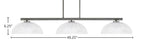 Atlas Three Light Bar in Graphite with 13" Clear Ribbed Shade