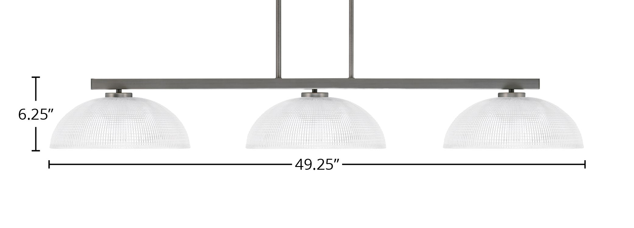 Atlas Three Light Bar in Graphite with 13" Clear Ribbed Shade