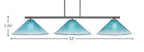 Atlas Three Light Bar in Graphite with 16" Teal Crystal Shade