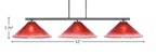 Atlas Three Light Bar in Graphite with 16" Raspberry Crystal Shade