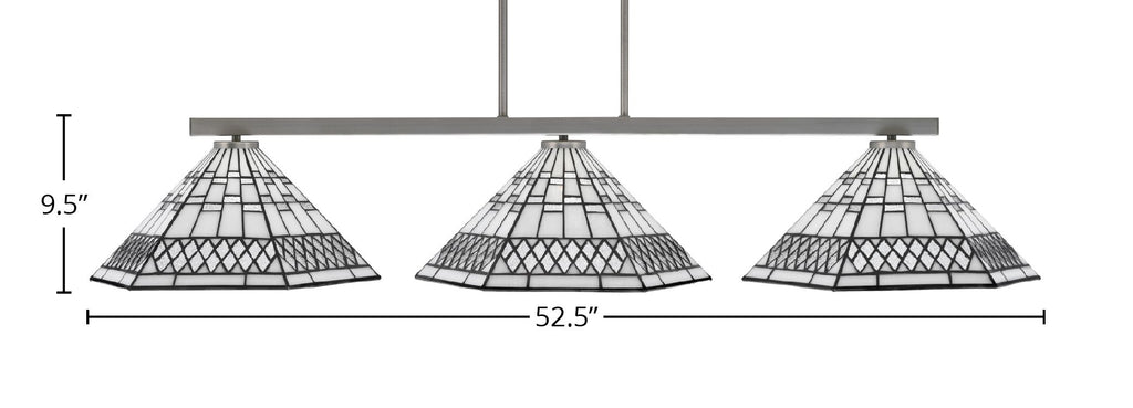 Atlas Three Light Bar in Graphite with 16" Pewter Art Glass Shade
