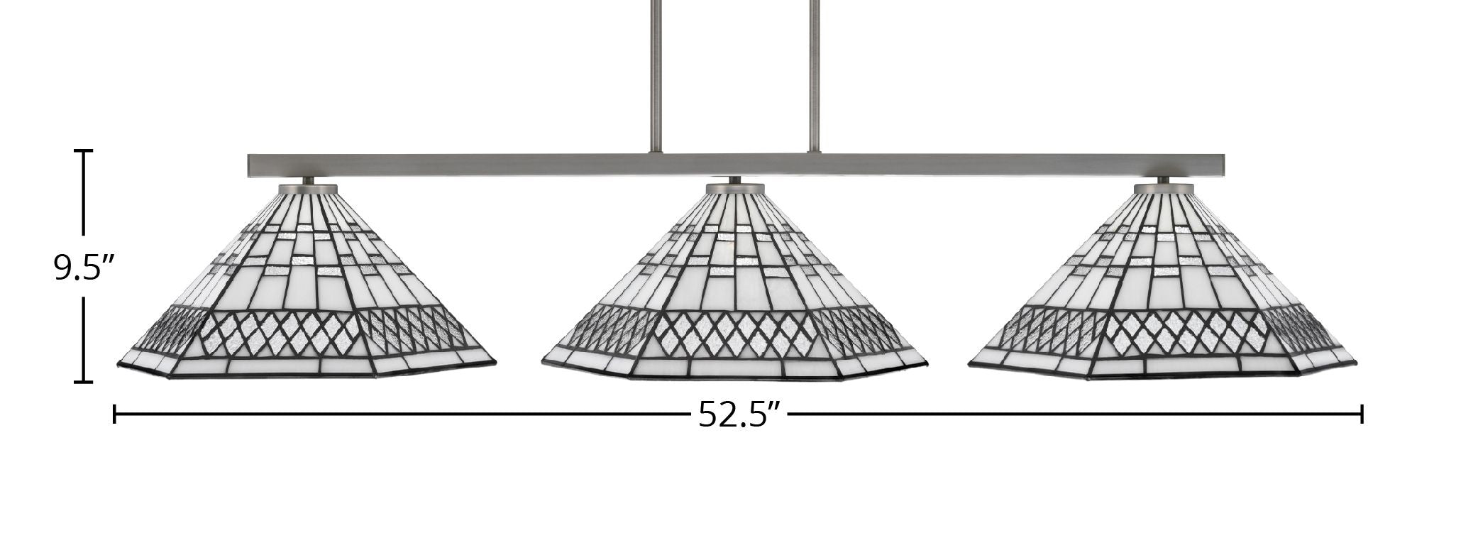 Atlas Three Light Bar in Graphite with 16" Pewter Art Glass Shade