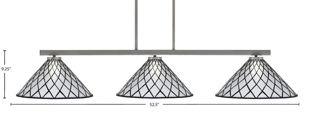 Atlas Three Light Bar in Graphite with 16" Diamond Ice Art Glass Shade