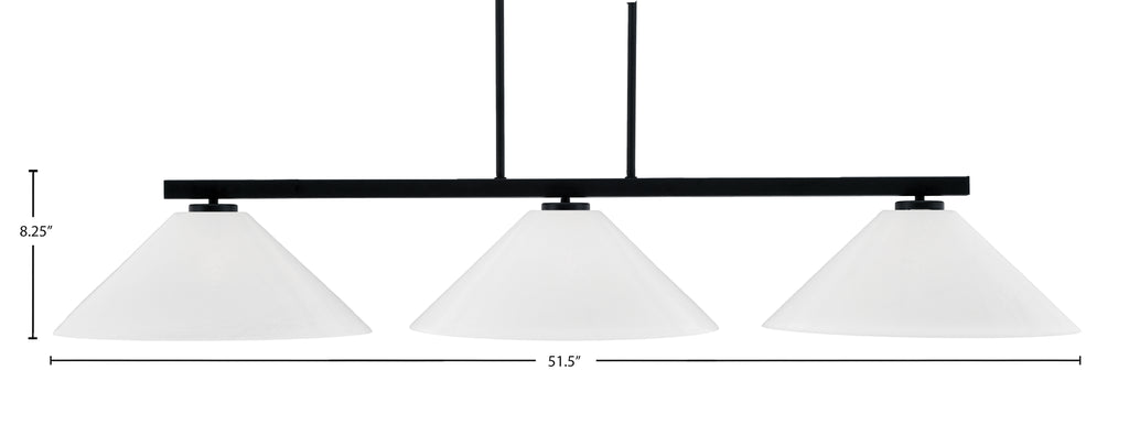 Atlas Three Light Bar in Matte Black with 16" White Marble Shade
