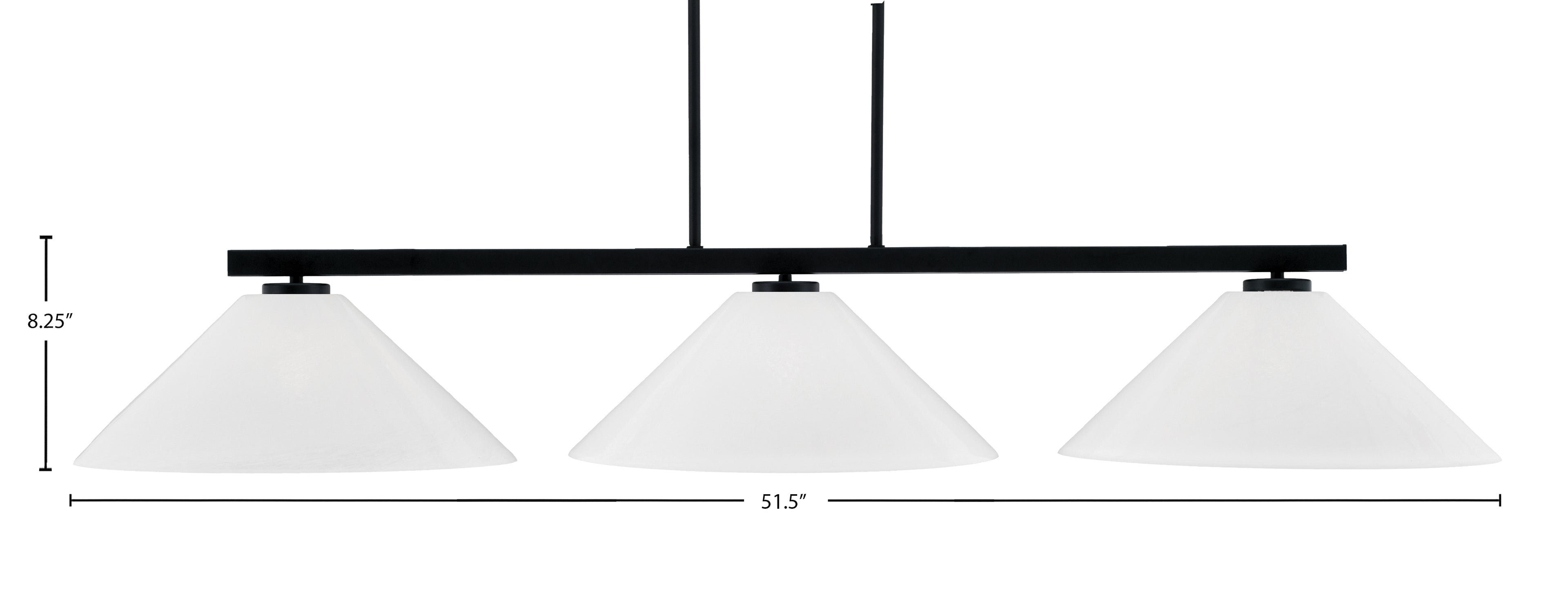 Atlas Three Light Bar in Matte Black with 16" White Marble Shade