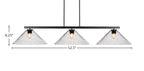 Atlas Three Light Bar in Matte Black with 16" Smoke Bubble Shade