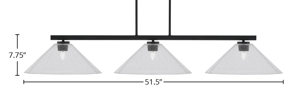 Atlas Three Light Bar in Matte Black with 16" Clear Bubble Shade