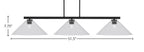 Atlas Three Light Bar in Matte Black with 16" Clear Bubble Shade