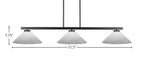 Atlas Three Light Bar in Matte Black with 16" White Muslin Shade