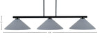 Atlas Three Light Island Pendant in Matte Black with 16" Gray Matrix Shade