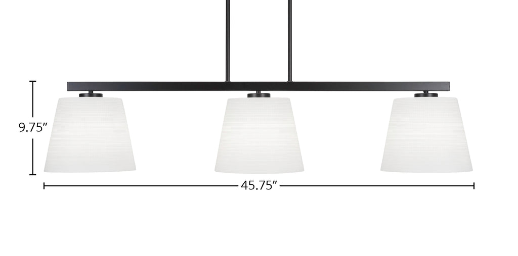 Atlas Three Light Island Pendant in Matte Black with 10" White Matrix Shade