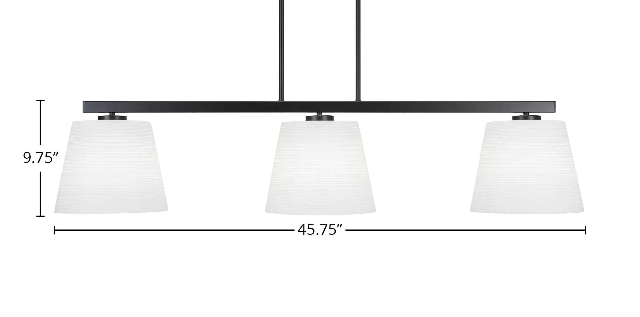Atlas Three Light Island Pendant in Matte Black with 10" White Matrix Shade