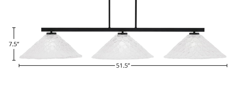 Atlas Three Light Bar in Matte Black with 16" Italian Bubble Shade