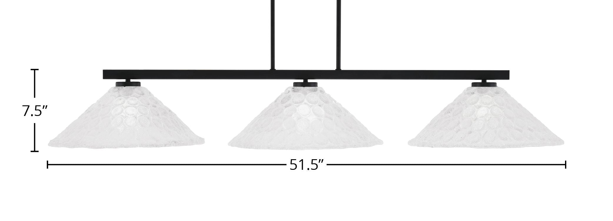 Atlas Three Light Bar in Matte Black with 16" Italian Bubble Shade